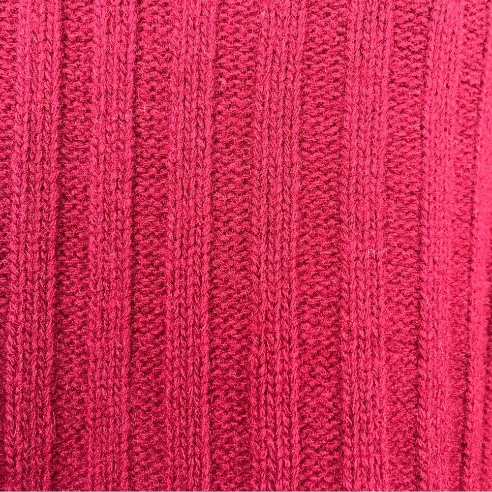 Brooks Brothers Red Ribbed Lambswool Long Sleeve Sweater
